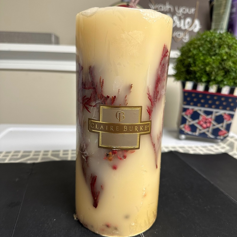 Claire Burke Scented Botanical Pillar Candle Cinnamon & Spice 4 x 9 inch Vintage